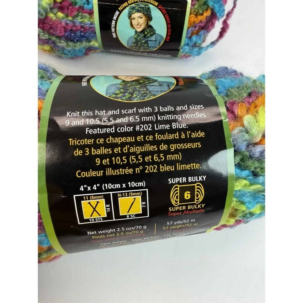 3 Skeins Lion Brand Boucle Yarn Parfait Mohair Blend 2.5 oz Super Bulky
